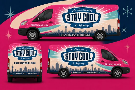 Presentación del wrap Stay Cool aplicado a una van